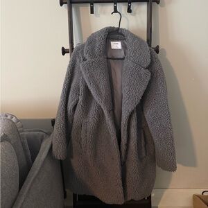 Old Navy Gray Sherpa/Teddy Coat